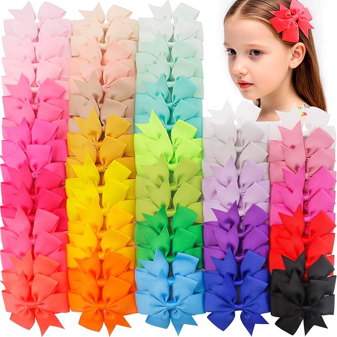 60Piece Grosgrain Ribbon Pinwheel Hair Bows Boutique Bow Alligator Clips For Girls Toddlers Teens Gifts In Pairs