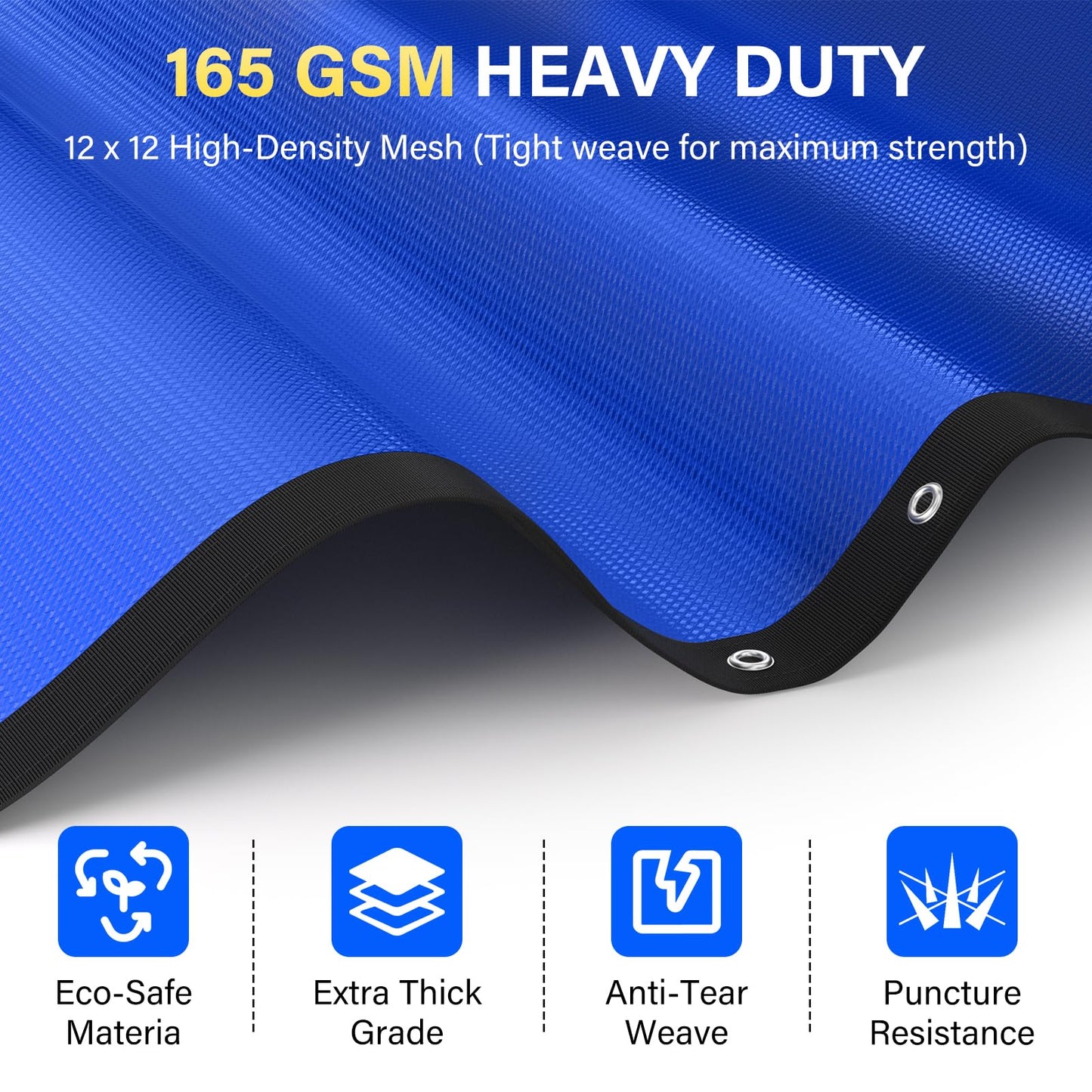 REGMICS 15FT Round Pool Liner Pad for Above Ground Pools, 165 GSM Thickened Puncture-Resistant Under Mat (16FT Actual), Heavy-Duty Underlayment with Metal Grommets