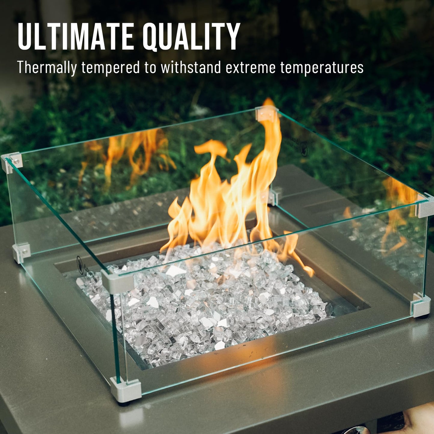 Skyflame 10-Pound Fire Glass for Fireplace Fire Pit and Landscaping, Platinum Reflective, 1/2-Inch