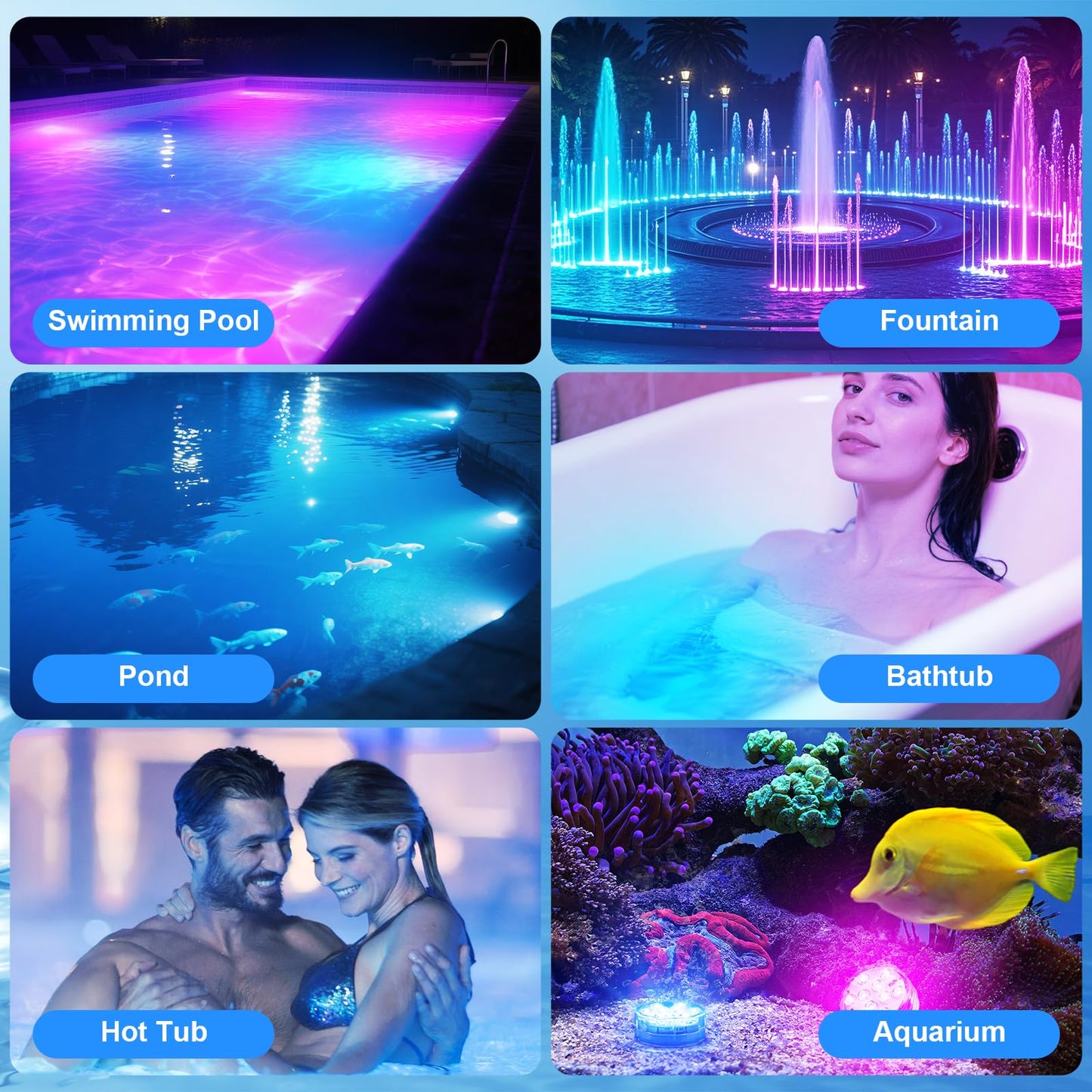 Creatrek Pool Lights with Remote, 10 Color Changing Pool Lights for Above Ground Pools, Battery Operated Submersible LED Lights for Pond, Bathtub, Hot Tub, Party, 4 Pack