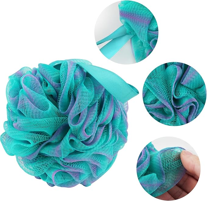 Fu Store Loofah Sponge Shower Loofahs 80g Bath Sponges Mesh Balls 4 Colors Body Scrubber Exfoliator Wash Back Scrubber Bathroom Men Women 4 Pack Scrubbers Cleaning Bathing Accessories