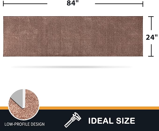 PURRUGS Dirt Trapping Door Mat 24" x 84", Non-Slip Machine Washable Entryway Rug, Dog Doormat, Indoor Front Door Mat, Super Absorbent Entry Rug for Muddy Shoes & Paws, Brown-Light Cream