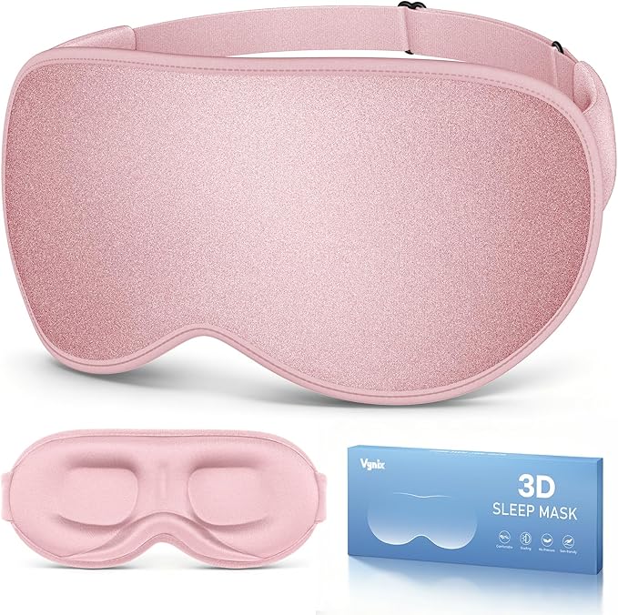 Sleep Mask for Women Men - 100% Blackout Eye Masks for Sleep - 3D Soft Sleeping Mask for Side Sleepers - Zero Pressure Lash Extensions Eye Cover Shade for Airplane Travel Essentials, Pink