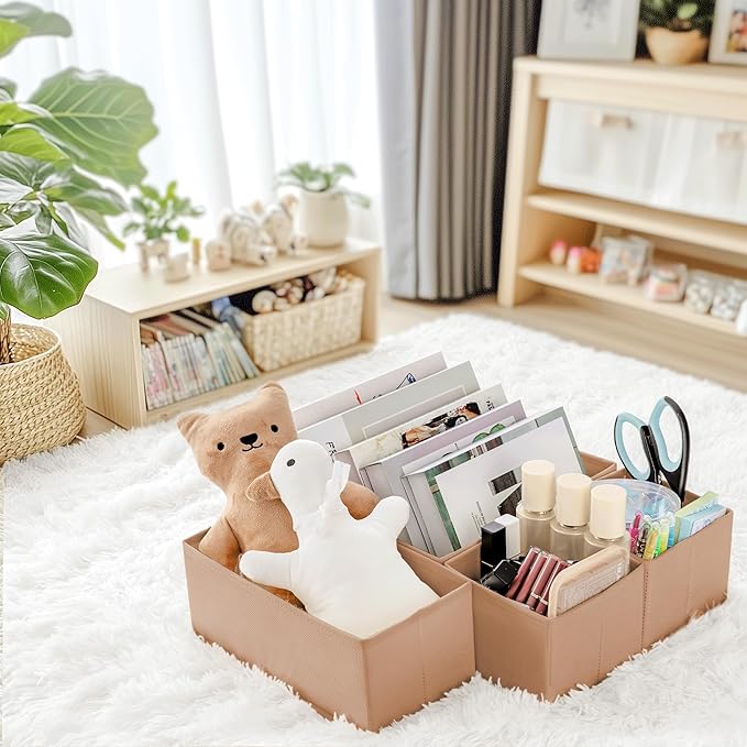 Criusia Drawer Organizer Clothes, 10 Pack Dresser Organizer for Baby Clothes, Underwear, Sock- Foldable Closet Organization and Storage Dividers Bins for Nursery, Bedroom (Brown)
