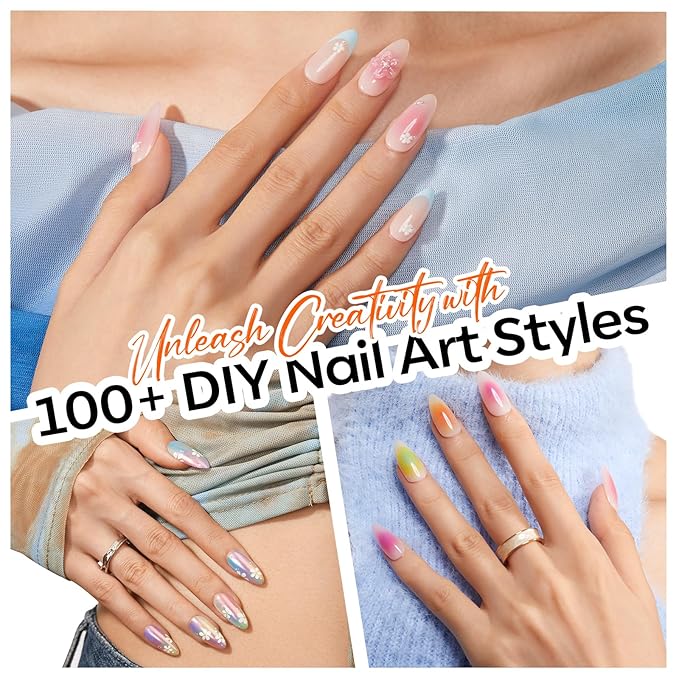 Modelones 150pcs Nail Sponges for Ombre, Nail Art Sponge with Grabbing Pen Reusable Soft Sponges for Gradient Ombre Blush Chrome Design Effects Professional Nail Stuff Supplies DIY