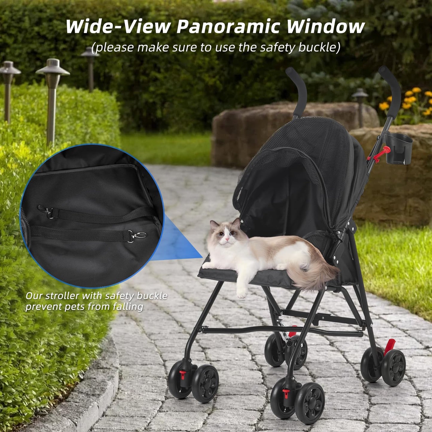 COOLCRAB Pet Stroller Oxford Cloth Foldable Dog Strollers for Small Dogs and Cats Suitable for All Road Surfaces Wide-View Panoramic Window 4 Wheels with Brakes Portable Design, Easy to Store (Grey)