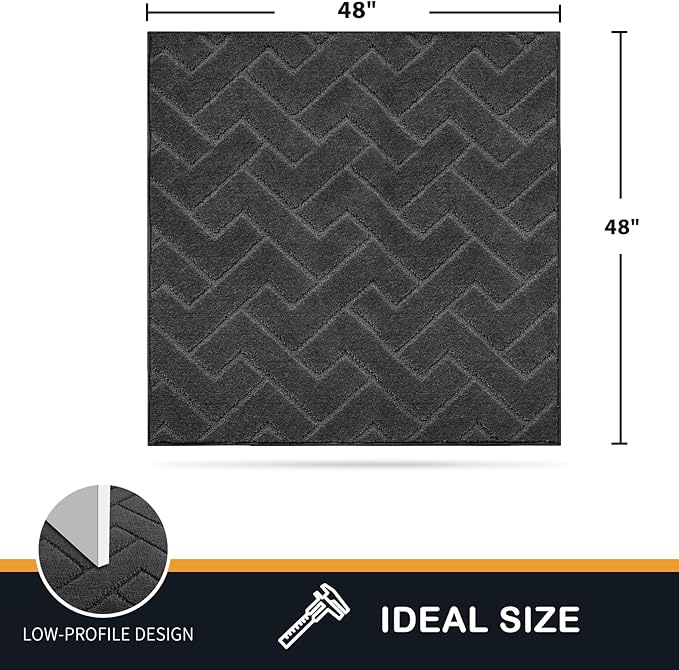 PURRUGS Dirt Trapping Door Mat 48" x 48", Non-Slip Machine Washable Entry Rug, Dog Doormat, Indoor Front Door Mat, Super Absorbent Entryway Rug for Muddy Shoes & Paws, Charcoal