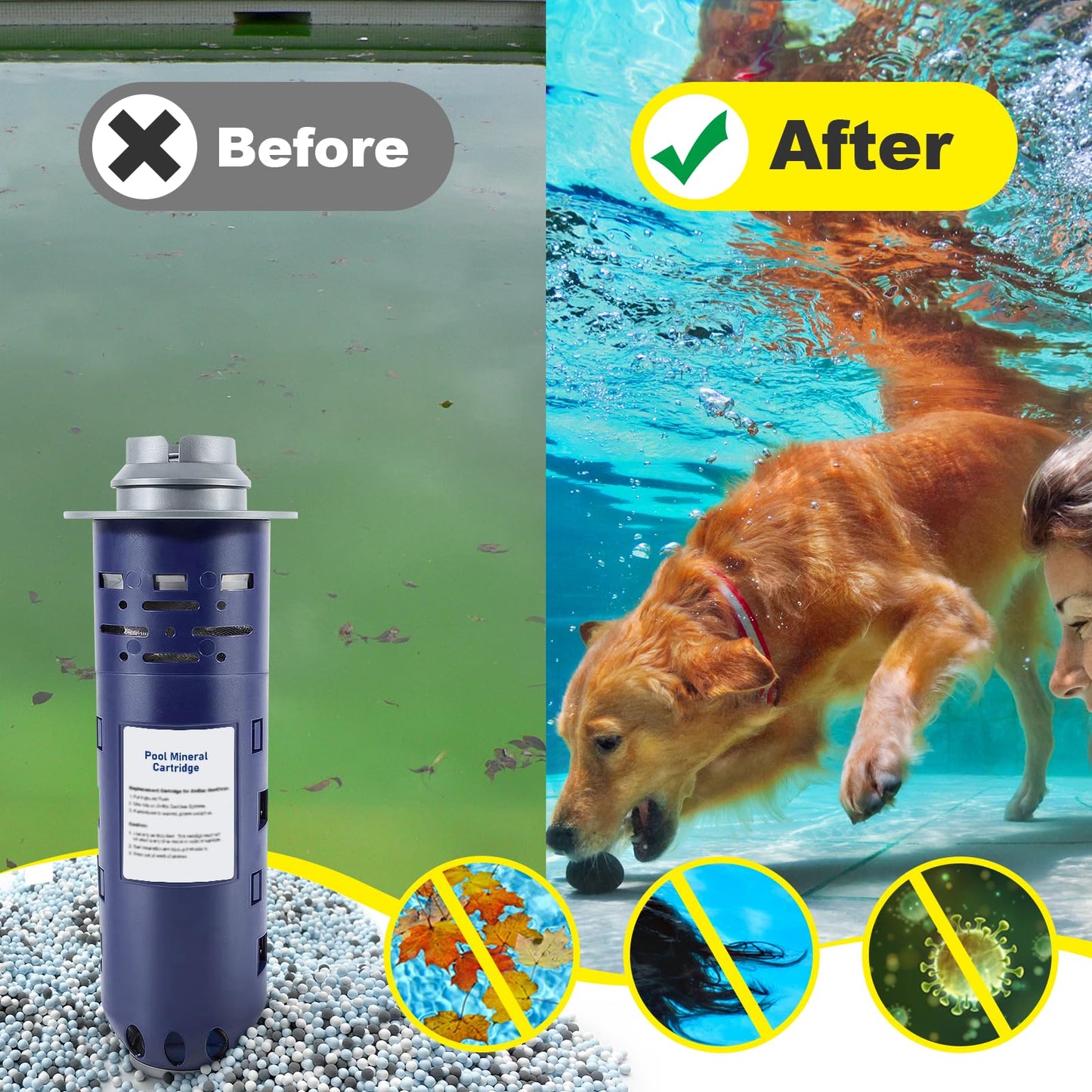 Pool Mineral Cartridge W28000 W28001 W28002 Replacement for Nature2 Duoclear 25 35 for Zodiac DuoClear Fusion, Fusion Soft, Vision Pro System Inground, Purple