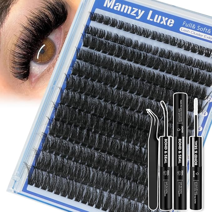 Fluff Lash Clusters Kit 100D Individual Lashes Clusters 10-18MM Eyelash Clusters Kit Dramatic Full Volume False Eyelashes 3D Luxury Cluster Eyelash Extension Kit by MAMZY LUXE