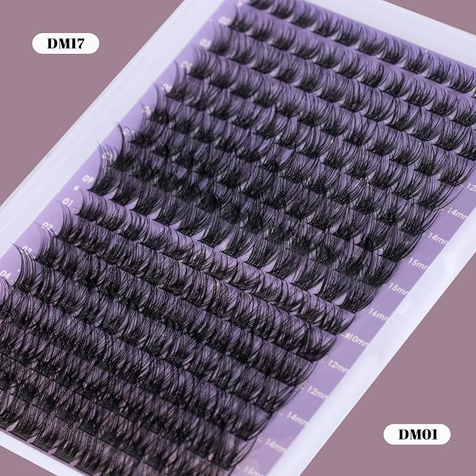 OCEAN PEARL Lash Clusters 204pcs 10-16mm Mix Length Individual Lashes Volume Eyelash Extensions Eyelash Clusters Thin Band Eyelashes Soft Natural Look Cluster Lashes DIY Lash Extensions-D01/17