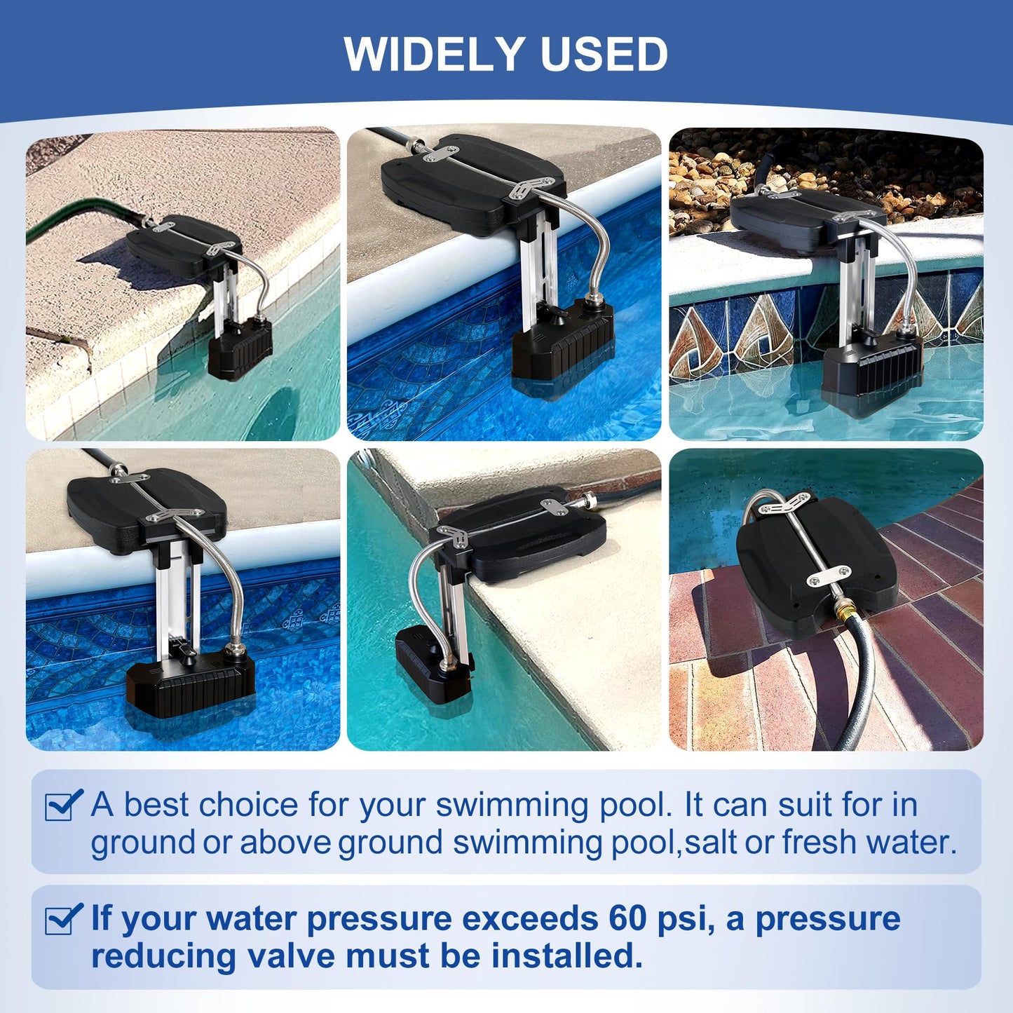 uueeGo Swimming Pool Water Leveler, Automatic Pool Water Filler, Automatically Maintain Water Levels, Never Over Fills The Pool, Suitable for In ground and Above Ground Pool, Carbon Black