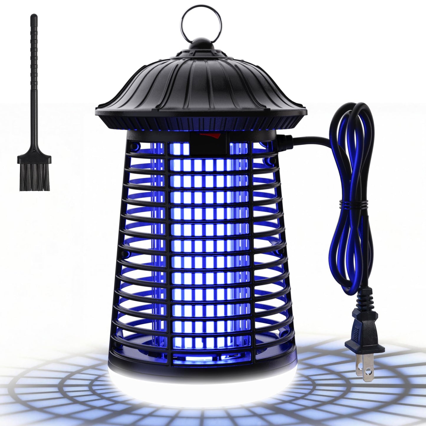 Bug Zapper Outdoor/Indoor,Mosquito Zapper 4200V High Powered Waterproof Electronic Mosquito Killer,15W UVA Mosquito Lamp Bulb,Fly Traps Patio Insects Killer (Black and White) (Dark Black)