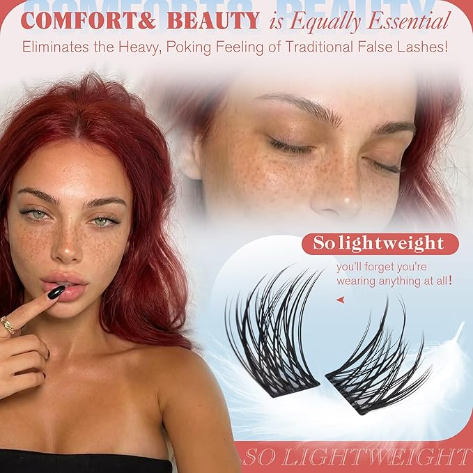 Short Lash Clusters 8-12MM Natural Eyelash Clusters C-curly Wispy Cluster Eyelash Extensions DIY Lash Extension Ultra Thin Lash BandC Cluster Lashes Individual Lashes for Beginners by Newcally