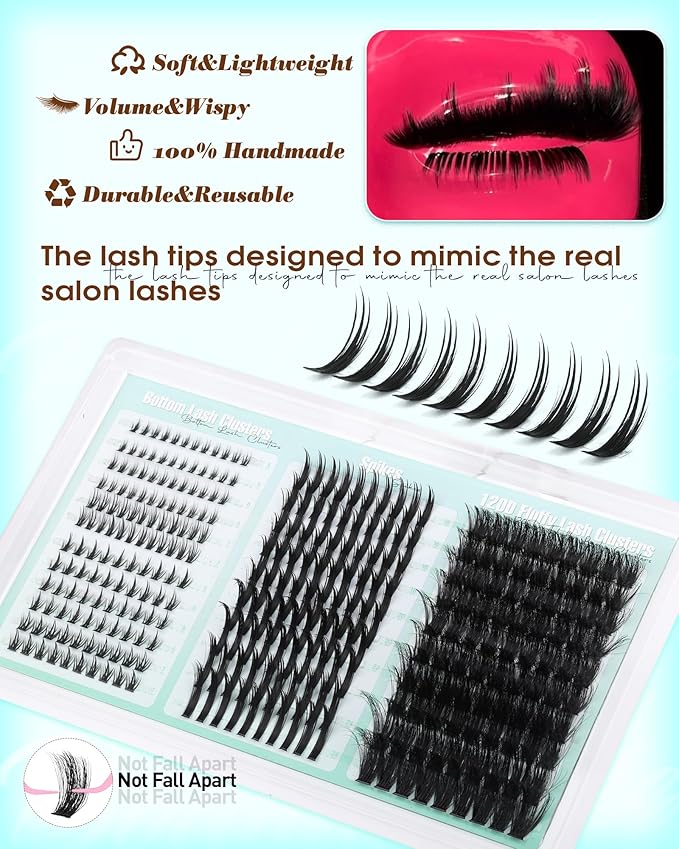 Lash Clusters with Spikes Wispy Eyelash Clusters with 2 Styles Bottom Lashes 120D Fluffy Clusters Lashes 322PCS Fairy Cluster Eyelash Extensions DIY Manga Individual Lashes by Boahankuke