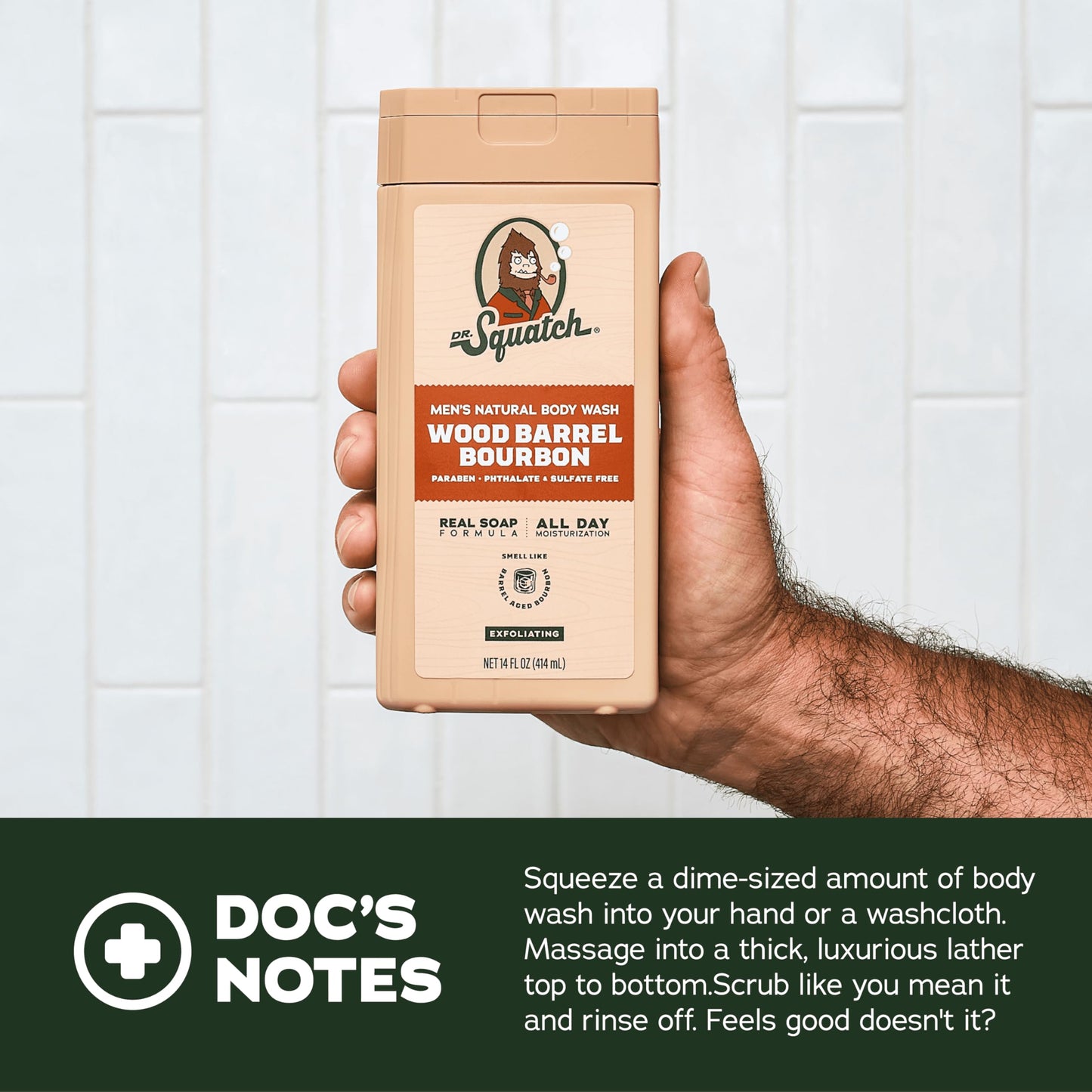 Dr. Squatch Natural Men's Body Wash Shower Gel - Cleansing, Nourishing, Long Lasting Scent, Moisturizing Body Wash for Men - Fresh Falls + Coconut Castaway (14 oz, 2-Pack)