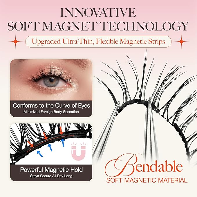 LASHVIEW Upgrade Magnetic Eyelashes with Applicator Soft Magnetic Eyelashes Natural Look Reusable No Glue Needed Easy to Wear and Remove（A29)
