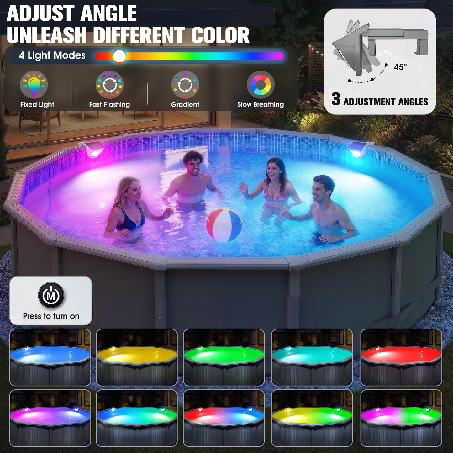 Niceput Solar Pool Lights,2026 Upgraded Solar Powered Above Ground Pool Lights,Frame Pool Light Waterproof,Swimming Pool Solar Light,Color Changing Pool Lighting for Above Ground Pool Accessories-1PC