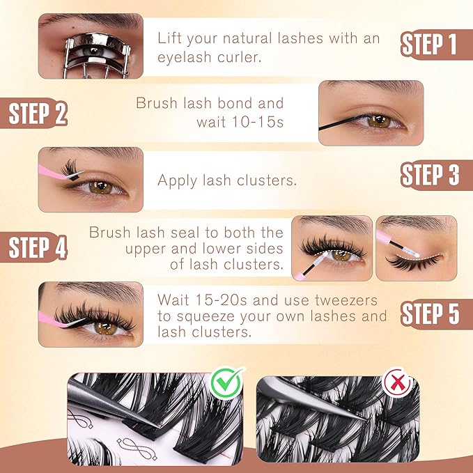 Lash Clusters with Spikes Wispy Eyelash Clusters Manga Fluffy Cluster Eyelash Extensions CD-curly Lash Extension Anime Cluster Lashes Volume Eye Lash Cluster by Newcally