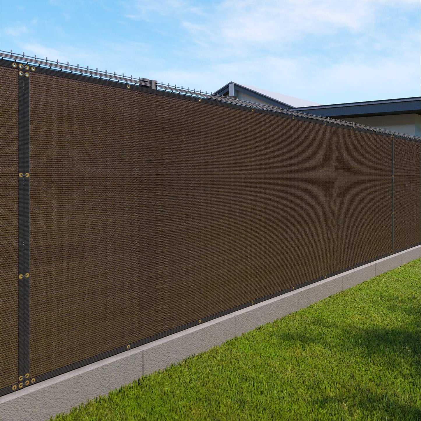 Windscreen4less 4' x 251' Privacy Fence Screen Heavy Duty Windscreen Fencing Mesh Fabric Shade Net Cover with Brass Grommtes for Outdoor Wall Garden Yard Pool Deck Brown