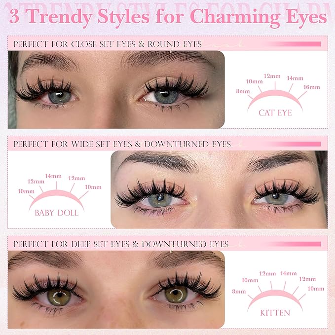 Manga Lash Clusters Wispy Eyelash Clusters DIY Anime Lash Extension with 5-6mm Bottom Lash Clusters and 8-16mm Cluster Eyelash Extensions 175Pcs Spiky Lashes Clusters D-Curly Individual Lashes