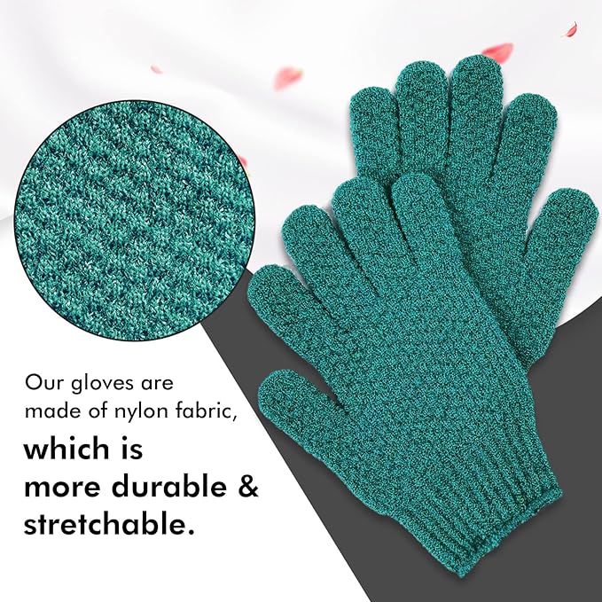 Evridwear Exfoliating Dual Texture Bath Gloves for Shower, Spa, Massage and Body Scrubs, Dead Skin Cell Remover, with Hanging Loop Heavy(5 Pairs Gift Set for Men and Women )