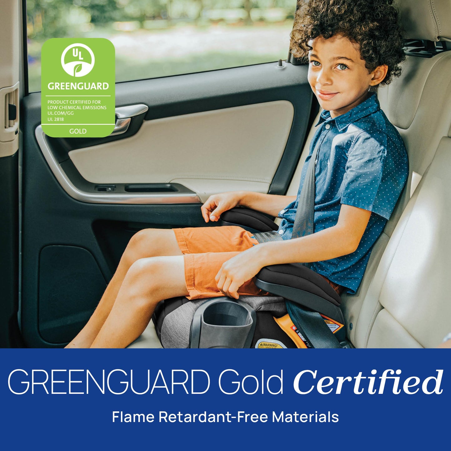 Chicco GoFit ClearTex Backless Booster Car Seat, Travel Booster Seat for Car, Portable Car Booster Seat for Children at Least 4 Years Old and 40-110 lbs., Orchid/Navy