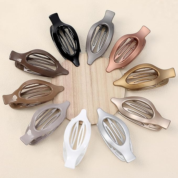 10 Pcs Flat Hair Clips for Women French Concord Claw Clips for Thick and Thin Hair Claw Clips Duck Billed Barrettes Hair Accessories for Women and Girls (Metal)