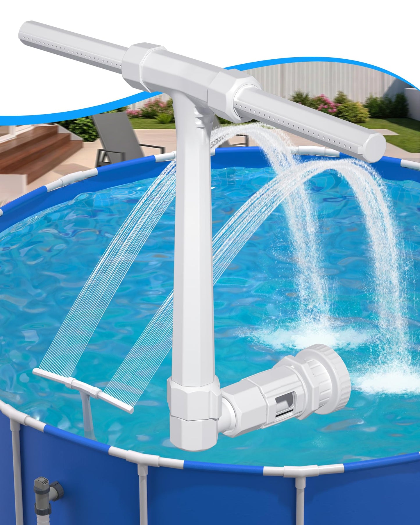 POOLHOUR 2026 Height Upgrade Pool Fountain - Dual Spray High-Pressure Adjustable Waterfall Sprinkler Cooler for Above-Ground & Inground, 360° Cooling Jet & Relaxation Features,White