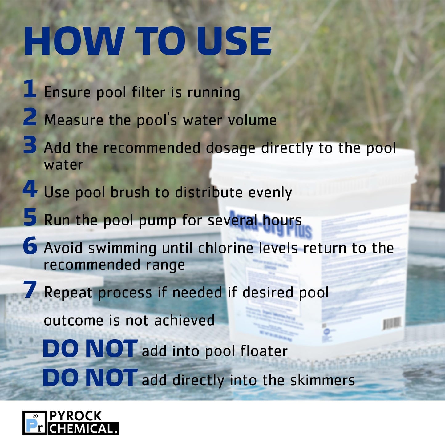 Pool Shock by Aqua Org Plus - New Square 50 Pound Pail - 65% Granular Cal Hypo - Swimming Pool Shock for In-Ground, Above Ground, Spas & Hot Tubs