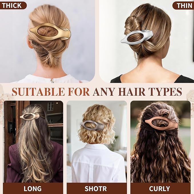 10 Pcs Flat Hair Clips for Women French Concord Claw Clips for Thick and Thin Hair Claw Clips Duck Billed Barrettes Hair Accessories for Women and Girls (Metal)