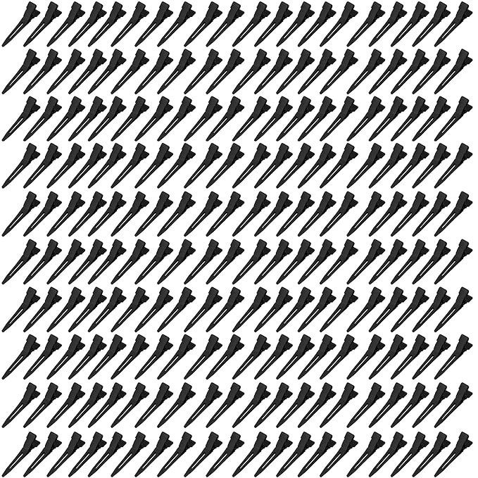 BetterJonny 200 Pieces 1.75 Inches Single Prong Hair Clips Black Section Clips Metal Clips Hair Pins for Curls (Black(200Pcs), 1.75in)