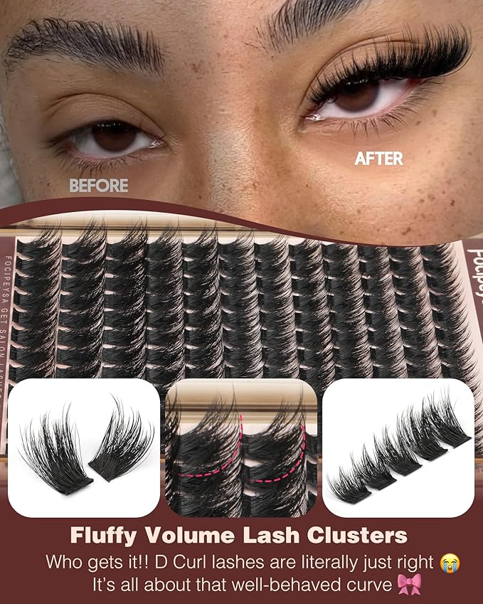 Fluffy Lash Clusters Wispy Eyelash Clusters Natural Lash Clusters Volume DIY Eyelash Extensions 12-18mm Individual Lashes Clusters for Dramatic Look Soft Thin Lash Band by Focipeysa Lashes