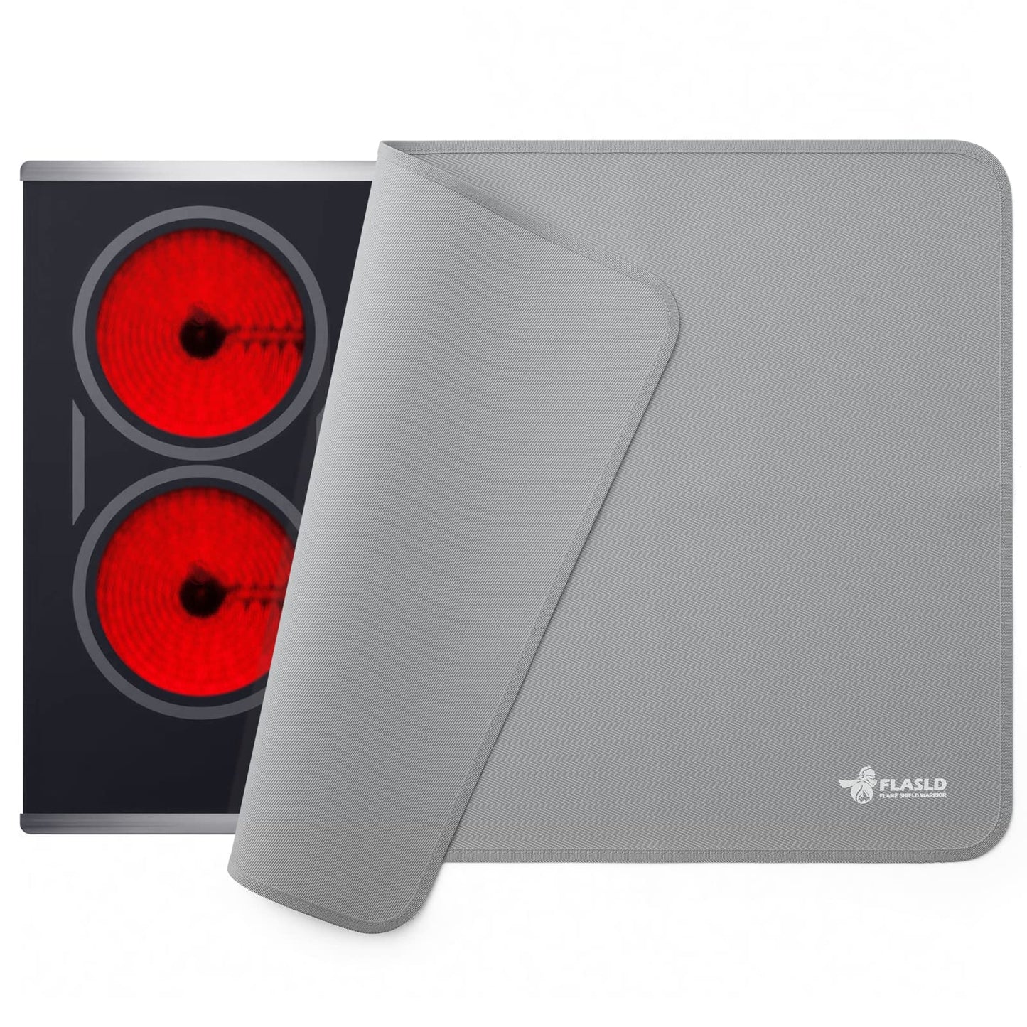FLASLD Stove Top Covers, Heat Resistant Glass Stove Top Mat, Ceramic Glass Cooktop Protector Expands Usable Space, Reusable and Easy to Clean, Gray-20×24 inch