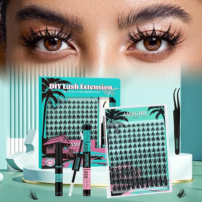 Fairy Eyelash Clusters DIY 144Pcs Lash Extension Kit Natural Lashes Clusters Kit with Lash White Bond and Seal,Lash Remover and Tweezers for Anime Cluster Eyelash Extensions Kit(Holiday,C-Mix8-18mm)