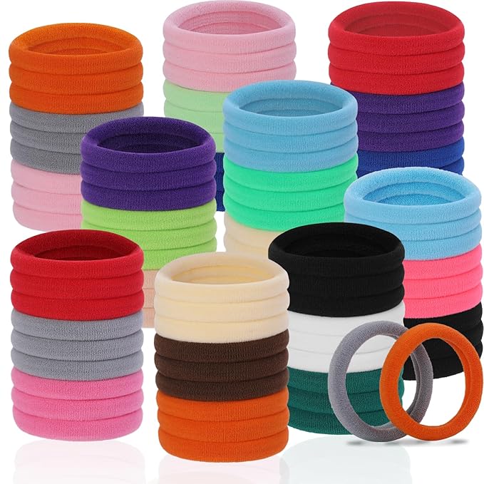 LuSeren 120PCS Colorful Hair Ties for Women Ã¢ÂÂ Soft Seamless Nylon Ponytail Holders, No Damage Fabric Hair Elastics for Thick Hair & Daily Matching