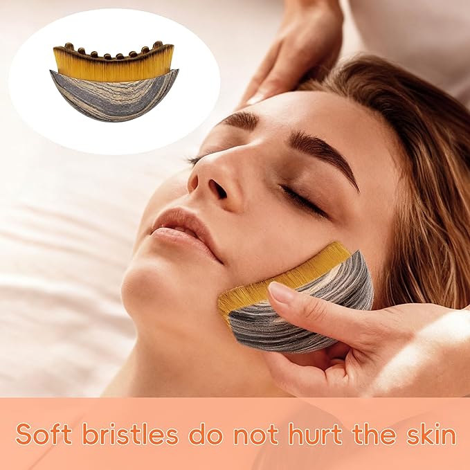 Lymphatic Contour Face Brush, Manual Face Brush for Lymphatic Drainage, Natural Makeup Brushes with Durable Soft Bristles, Hypoallergenic Ergonomic Facial Cleansing Brush for Sculpting