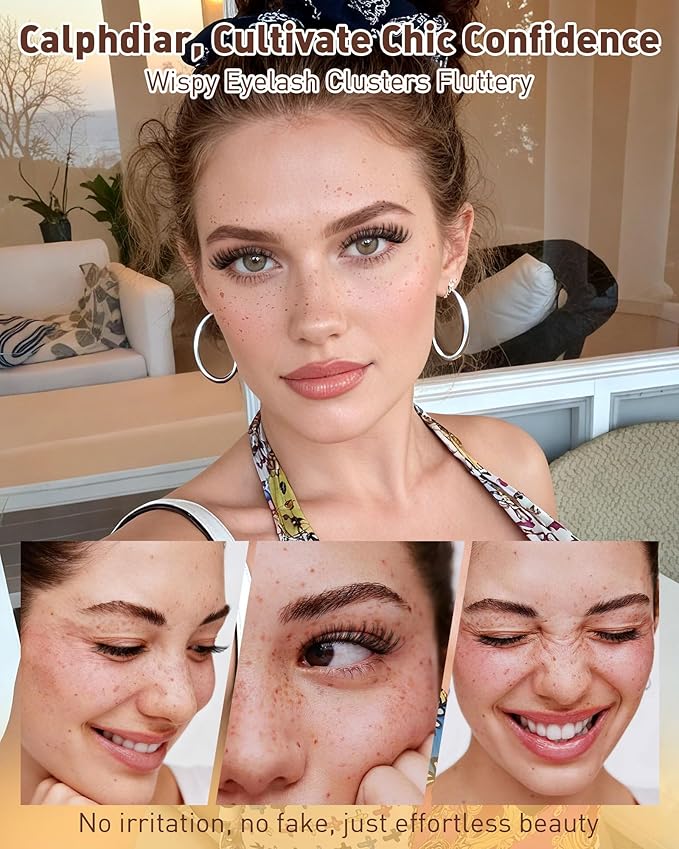 Calphdiar Eyelash Clusters 30D+40D+50D+60D+80D+100D Lash Clusters Wispy Individual Lashes 476PCS D-curly Lash Extension 10-16MM Natural Lashes Clusters DIY Cluster Eyelash Extensions