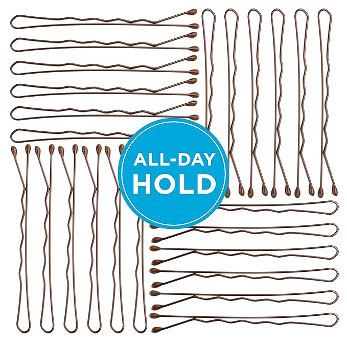 Goody SlideProof Bobby Pin, 50 Ct, Assorted Brunette Colors, Ouchless Bobby Pins for Hair Styling, Lock In Style, Comfortable, Pain-Free Accessories for Women & Men, All Hair Types