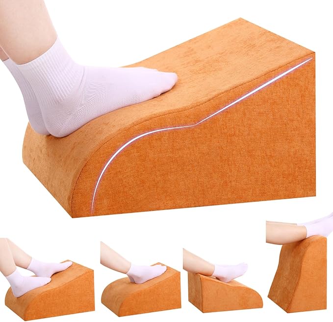 Foot Rest for Under Desk at Work, Ergonomic Under Desk Footrest with Washable Cover for Office, Home & Gaming Leg Elevation Pillow Orange
