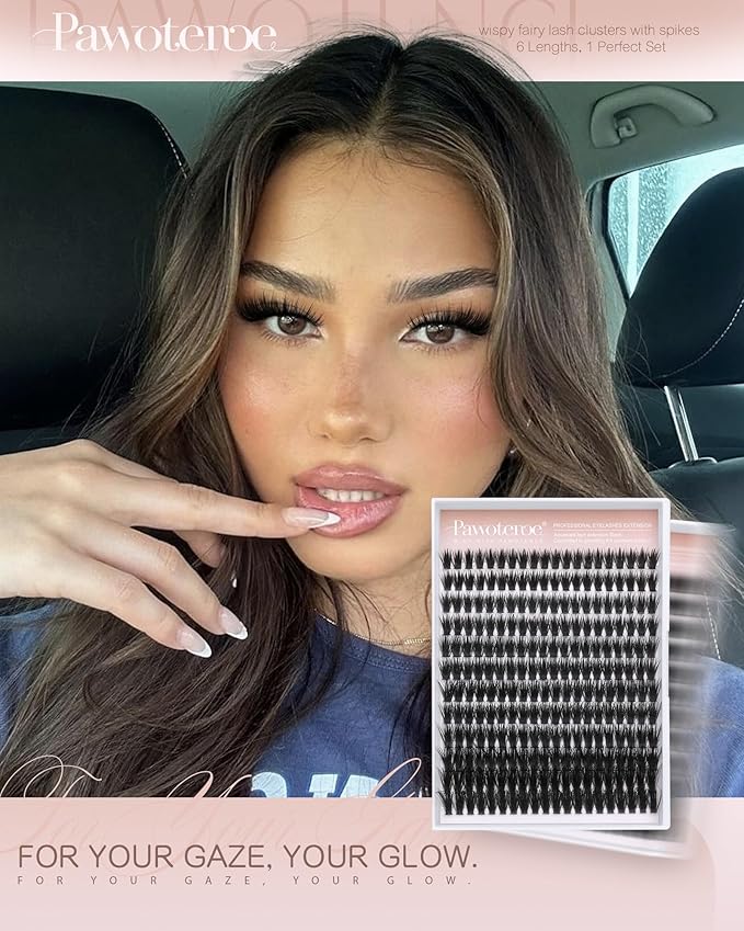 Pawotence Wispy Lash Clusters 12-22mm Cluster Eyelash Extensions 240pcs Individual Lashes Clusters Fairy Spikes Eyelash Clusters Lashes Extension