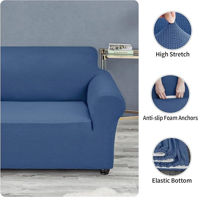 Joccun Stretch Couch Cover Slipcovers, 1-Piece Sofa Covers for 3 Cushion Couch Spandex Jacquard Washable Furniture Protector Cover for Living Room,Kids,Pets(Sofa,Riverside)