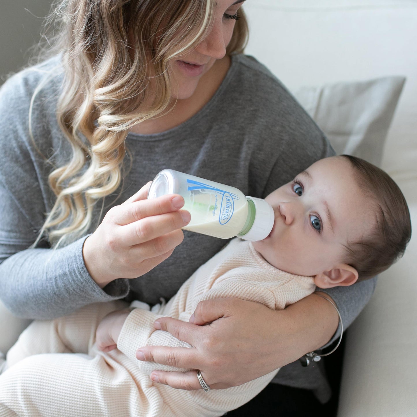 Dr. Brown's Anti-Colic Options+ Narrow Glass Baby Bottle with Level 1 Slow Flow Nipple, BPA-Free, 4 oz/120mL, 0m+, 2-Pack (Packaging May Vary)