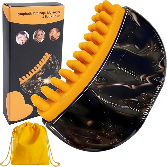 Lymphatic Contour Face Brush, Lymphatic Drainage Brush,Gua Sha Facial Tools for Lymphatic Drainage,Silicone Soft Head Dry Brush and Wet Brush Use