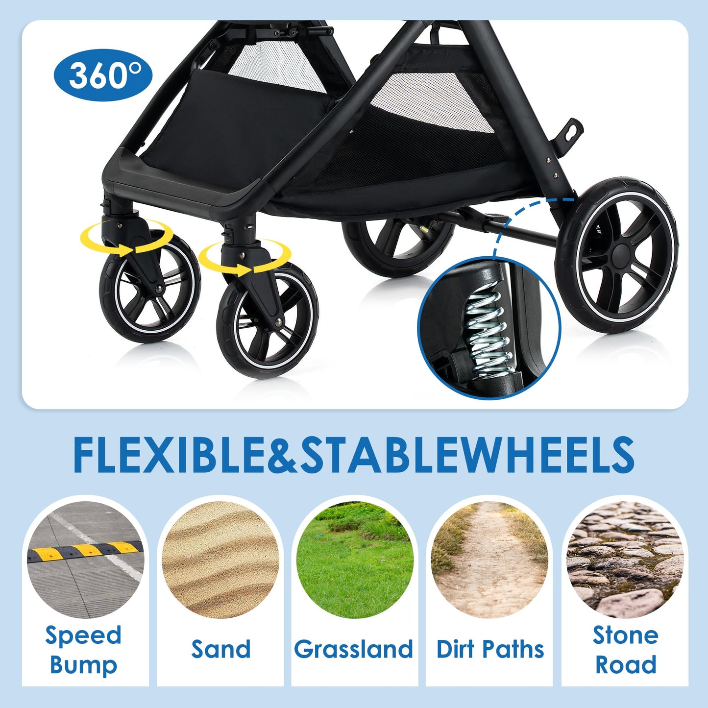 KAVELLIN Pet Stroller for Small Medium Dogs Cats Up to 50lbs, Dog Stroller with Removable Carrier, One Click Folding Cat Strollers, All-Terrain 4 Wheels Pet Strollers, Beige