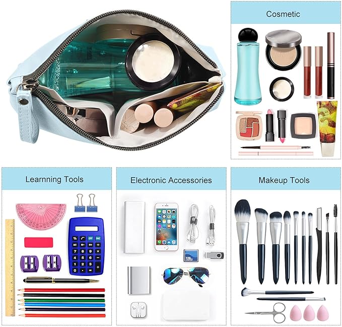 Cosmetic Bags for Women Small Makeup Bag for Purse Pu Leather Makeup Pouch Travel Makeup Bag with Zipper Make Up Bag for Travelling