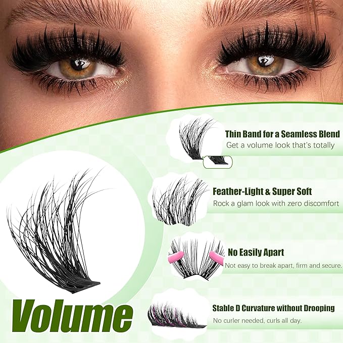 YIDUO 6 Box Mix Lashes Clusters Kit Gift Packs 1686Pcs with 2X Bond&Seal Volume Mega/Bottom Soft Extension False Eyelash Wispy Natural DIY Individual Clusters Lash Kit for Beginners Bulk Pack