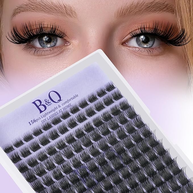 Lash Clusters B42 D Curl 8-16MIX DIY Lash Extensions 72 Clusters Lashes C D Curl B&Qaugen Wispy Volume Lashes Eyelash Clusters Extensions Individual Lashes Cluster DIY at Home (B42,D-8-16MIX)