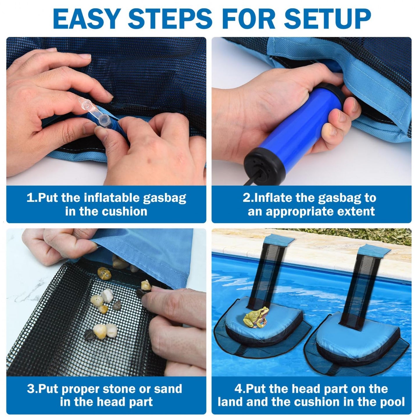 Monrocco 2 Pcs Pool Animal Saving Escape Ramp, Frog Saver for Swimming Pool Critter, Pool Rescue Tool for Frogs, Reduces Frogs Maintenance Accessories (Light Blue)