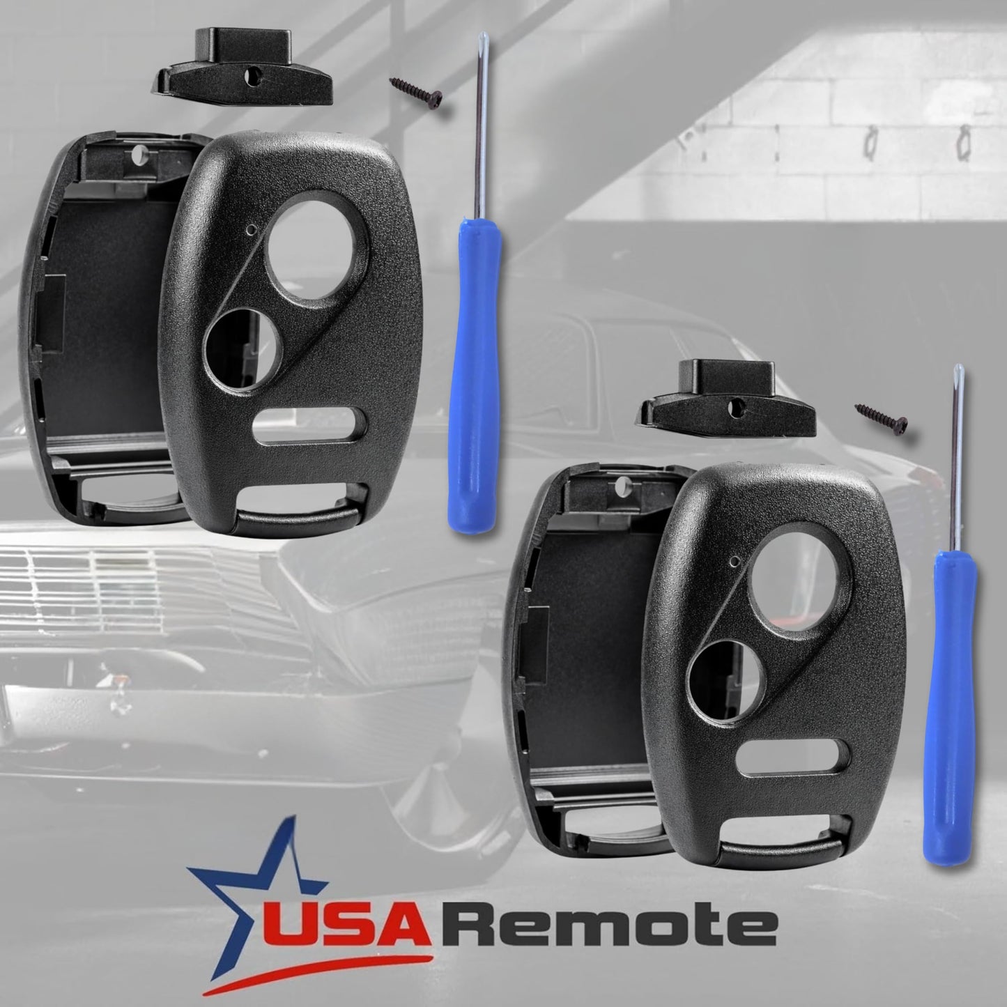 Cutting NOT Required - 2 Key Fob Keyless Entry Remote Shell Case & Pad fits Honda Accord / Civic / CR-V/ Fit / Odyssey / Pilot / Ridgeline / CR-Z