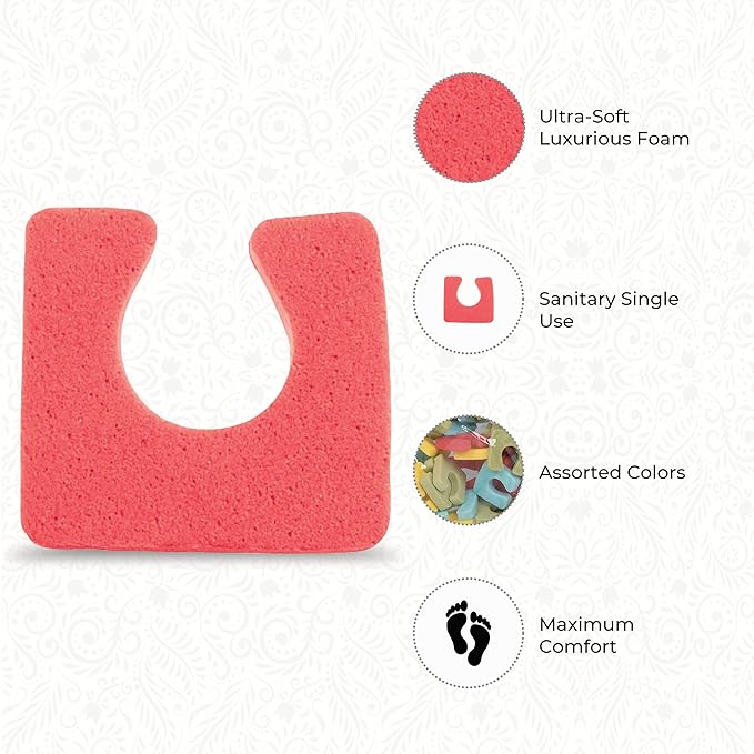 ForPro Sole Toe Separators, Assorted Colors, Individual Pedicure Toe Separators, 1” W x 1” L, 144-Count (Pack of 4)